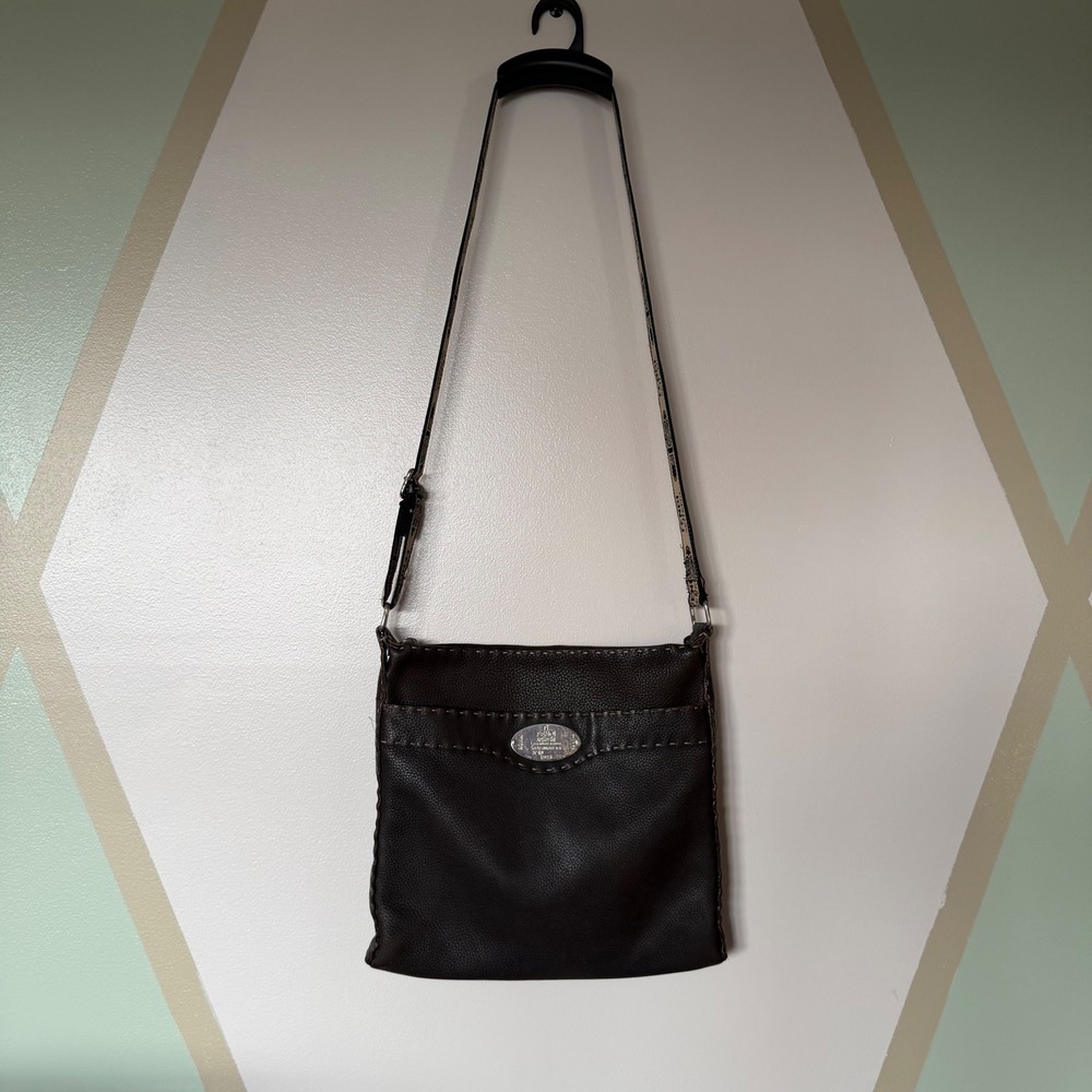 Fendi Selleria Vintage 1990s Brown Leather Crossbody Bag Minimalist Luxury